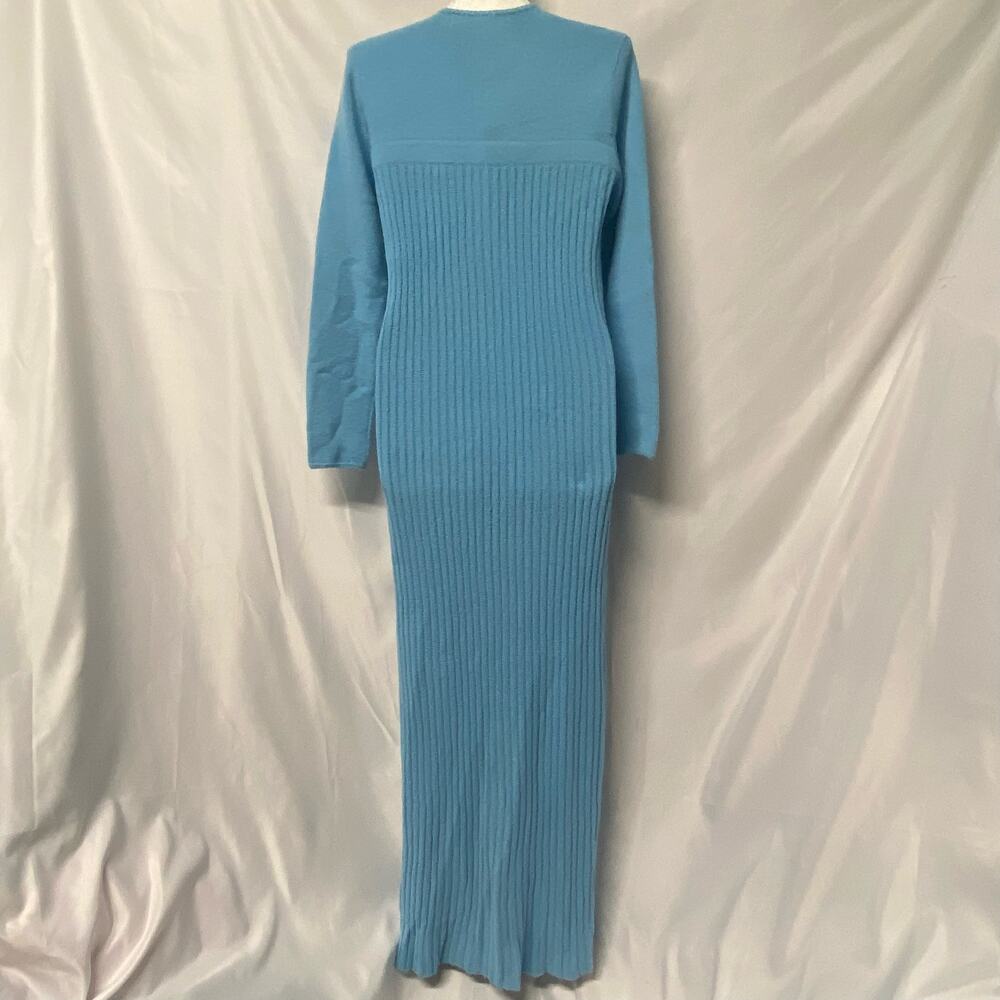 St. John Knits Sweater Dress Long Gold Button Front Split Sexy Size M? 70's - Picture 2 of 12